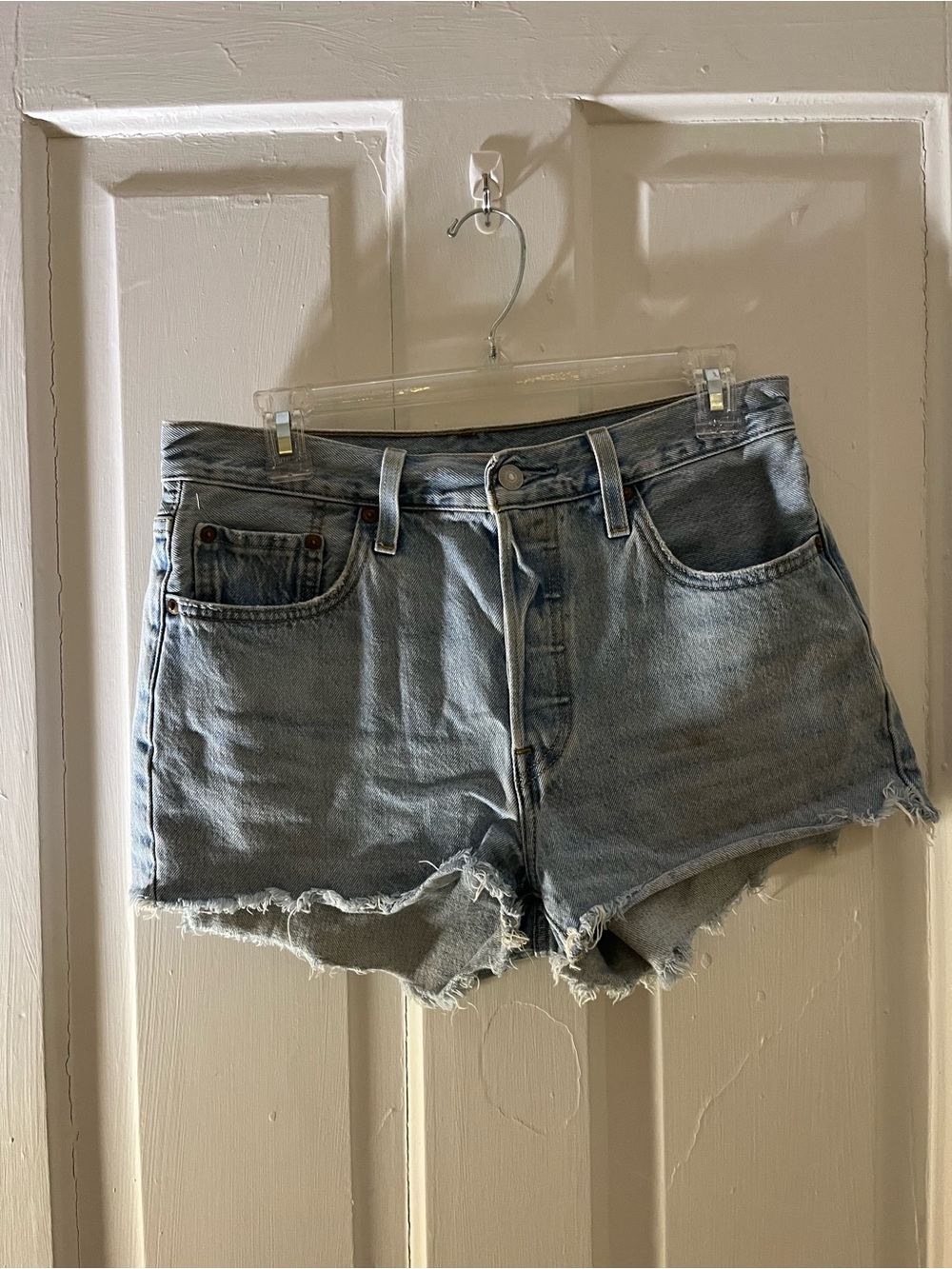 Levi's Light Blue Distressed Denim Cutoff Shorts